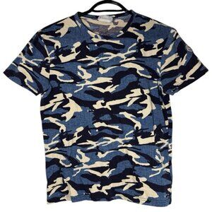 Authentic Moncler Blue Camouflage Maglia T-Shirt size S